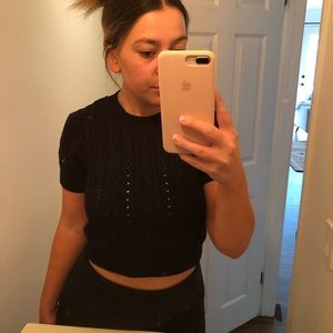 NWT Free People cropped cable knit top size M